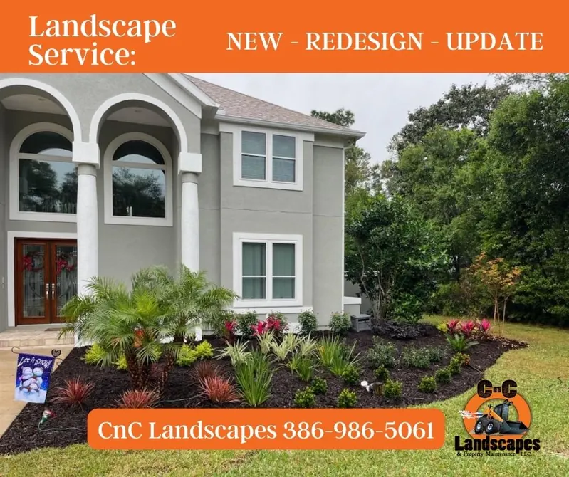 CnC Landscapes project serving Palm Coast, Flagler County, and St. Augustine Completed landscape project in Northeast Florida